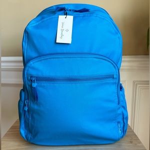NWT VERA BRADLEY Recycled Cotton Campus Backpack ~ Laptop Sleeve ~ Blue Aster